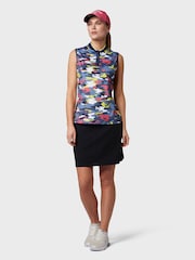 Callaway Apparel Ladies Blue Sleeveless Multi Colour Camo Polo Shirt - Image 2 of 3