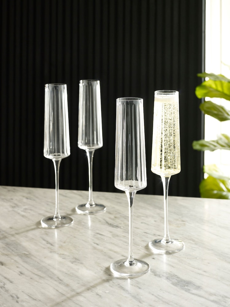 Set of 4 Clear Collins Champagne Flutes - Image 1 of 4