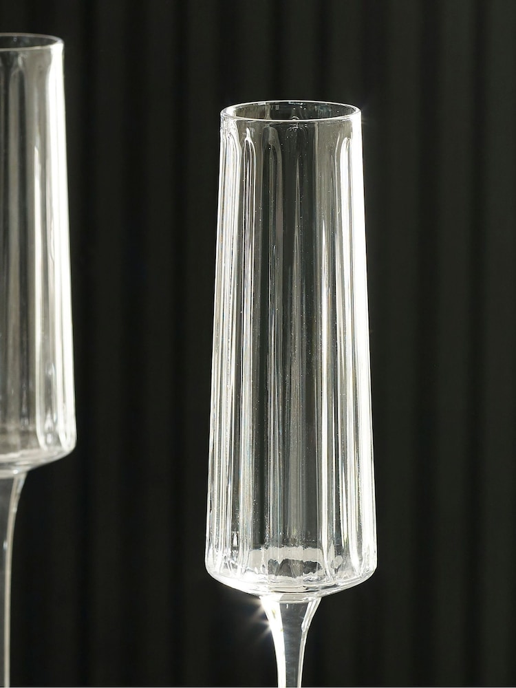 Set of 4 Clear Collins Champagne Flutes - Image 2 of 4