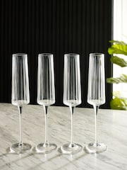 Set of 4 Clear Collins Champagne Flutes - Image 3 of 4