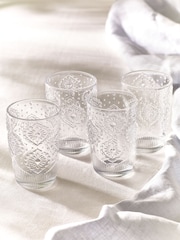 Set of 4 Clear Sophia Embossed Tumbler Glasses - Image 2 of 4