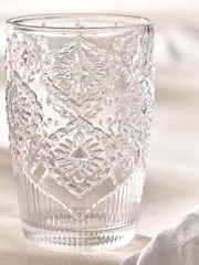 Set of 4 Clear Sophia Embossed Tumbler Glasses - Image 3 of 4