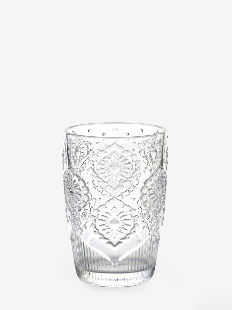 Set of 4 Clear Sophia Embossed Tumbler Glasses - Image 4 of 4