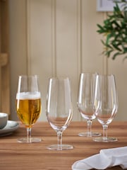 Set of 4 Clear Nova Footed Pint Beer Glasses - Image 1 of 3