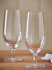 Set of 4 Clear Nova Footed Pint Beer Glasses - Image 2 of 3