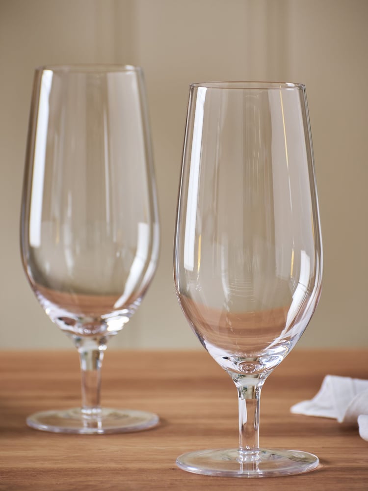Set of 4 Clear Nova Footed Pint Beer Glasses - Image 2 of 3