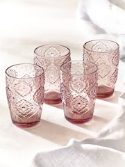 Set of 4 Pink Sophia Tumbler Glasses - Image 2 of 4