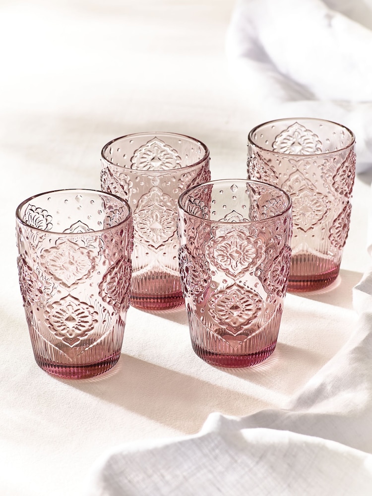 Set of 4 Pink Sophia Tumbler Glasses - Image 2 of 4