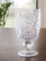 Set of 4 Clear Sophia Embossed Wine Glasses - Image 2 of 7