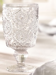 Set of 4 Clear Sophia Embossed Wine Glasses - Image 4 of 7
