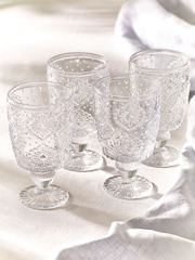 Set of 4 Clear Sophia Embossed Wine Glasses - Image 5 of 7