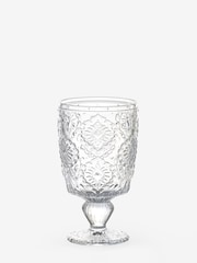 Set of 4 Clear Sophia Embossed Wine Glasses - Image 7 of 7
