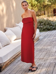 Red Bandeau Jersey Summer Dress - Image 1 of 9