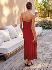 Red Bandeau Jersey Summer Dress - Image 4 of 9