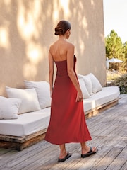 Red Bandeau Jersey Summer Dress - Image 5 of 9