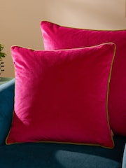 Furn Hot Pink/Lime Meridian Velvet 55 x 55cm Cushion Cover - Image 2 of 6