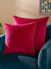 Furn Hot Pink/Lime Meridian Velvet 55 x 55cm Cushion Cover - Image 3 of 6