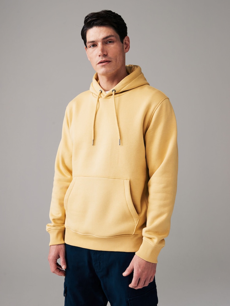 Gelb - Reguläre Passform - Jersey Kapuzenpulli aus reicher Baumwolle zum überziehen - Bild 1 von 8 Gelb - Reguläre Passform - Jersey Kapuzenpulli aus reicher Baumwolle zum überziehen - Bild 1 von 8
