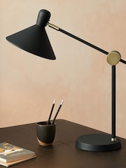 MADE.COM Black/Brass Ogilvy Task Table Lamp - Image 1 of 3