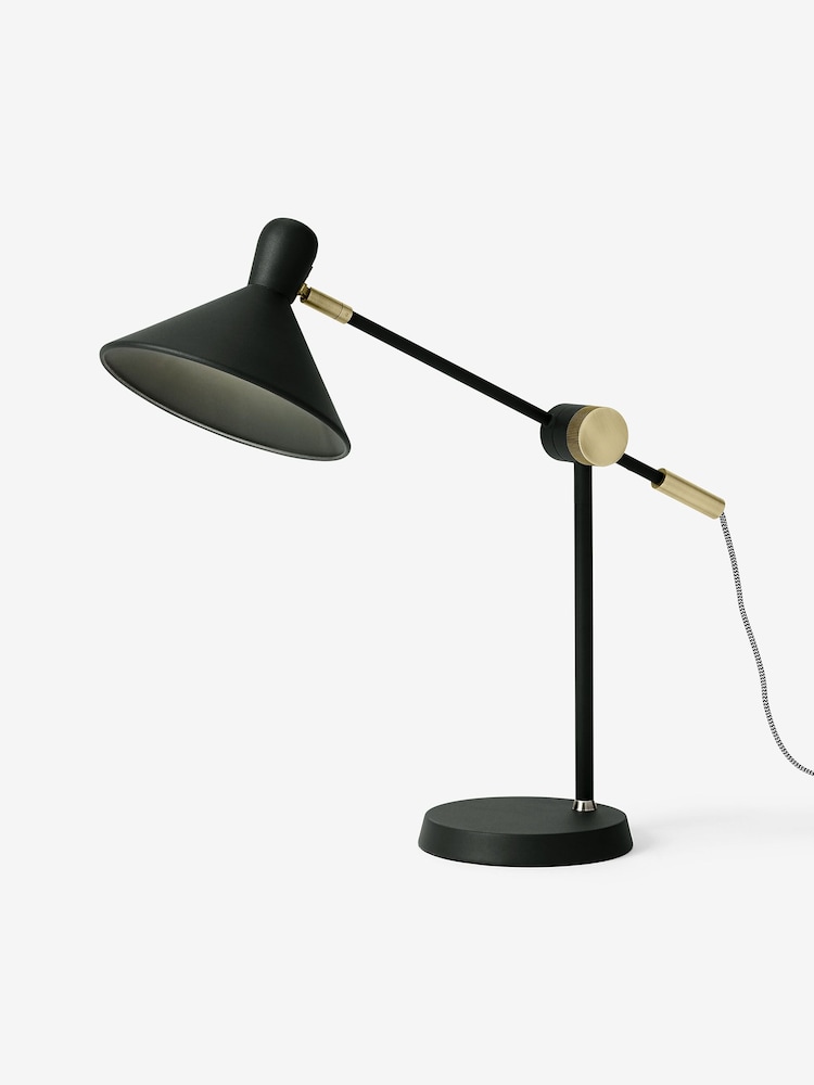 MADE.COM Black/Brass Ogilvy Task Table Lamp - Image 2 of 3