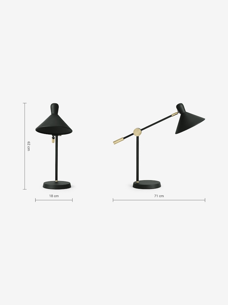 MADE.COM Black/Brass Ogilvy Task Table Lamp - Image 3 of 3