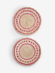 Set of 2 Pink Woven Seagrass Placemats - Image 3 of 3