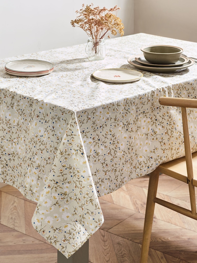 Natural Daisy Ditsy Wipe Clean Table Cloths - Image 1 of 4