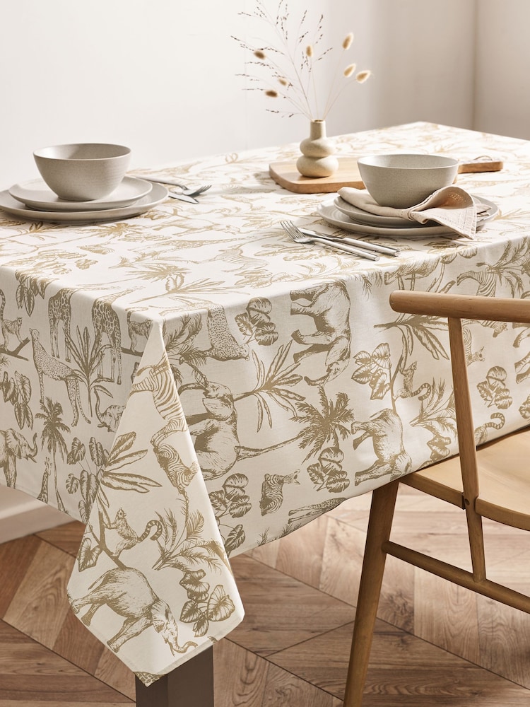 Natural Safari Print Wipe Clean Table Cloth - Image 1 of 4