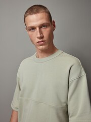 Green Cotton Rich Jersey Short Sleeve Crew Neck Sweatshirt - Image 3 of 3
