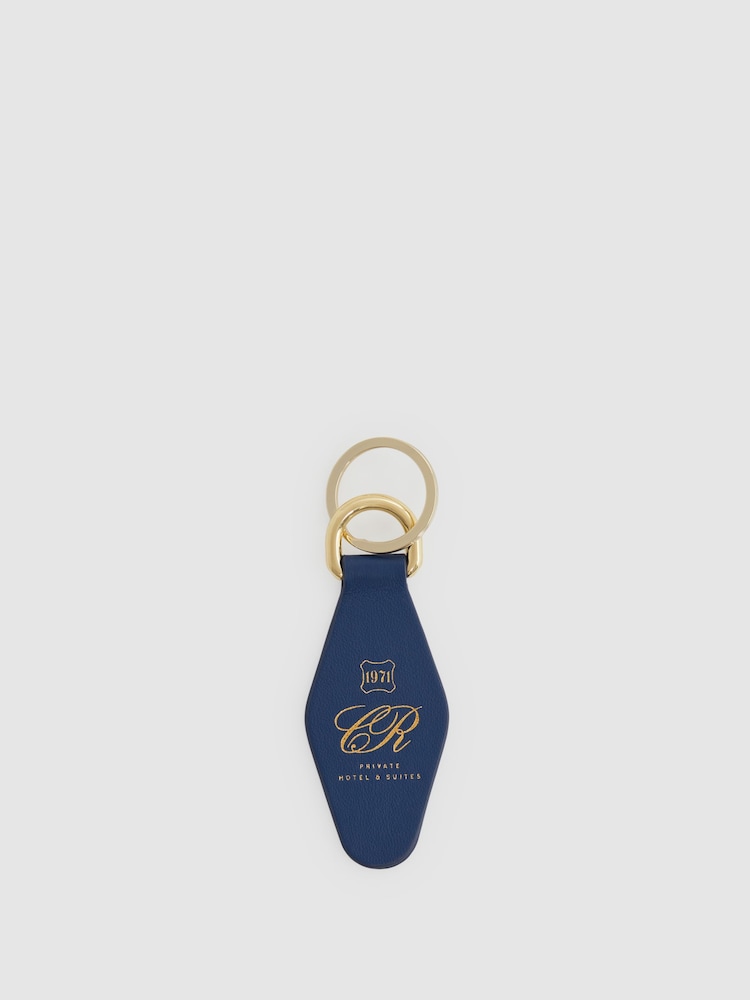 Reiss Blue Pisa Reiss | Ché Grained Leather Keyring - Image 1 of 3