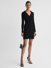 Reiss Black Elisha Double Breasted Mini Dress - Image 1 of 5