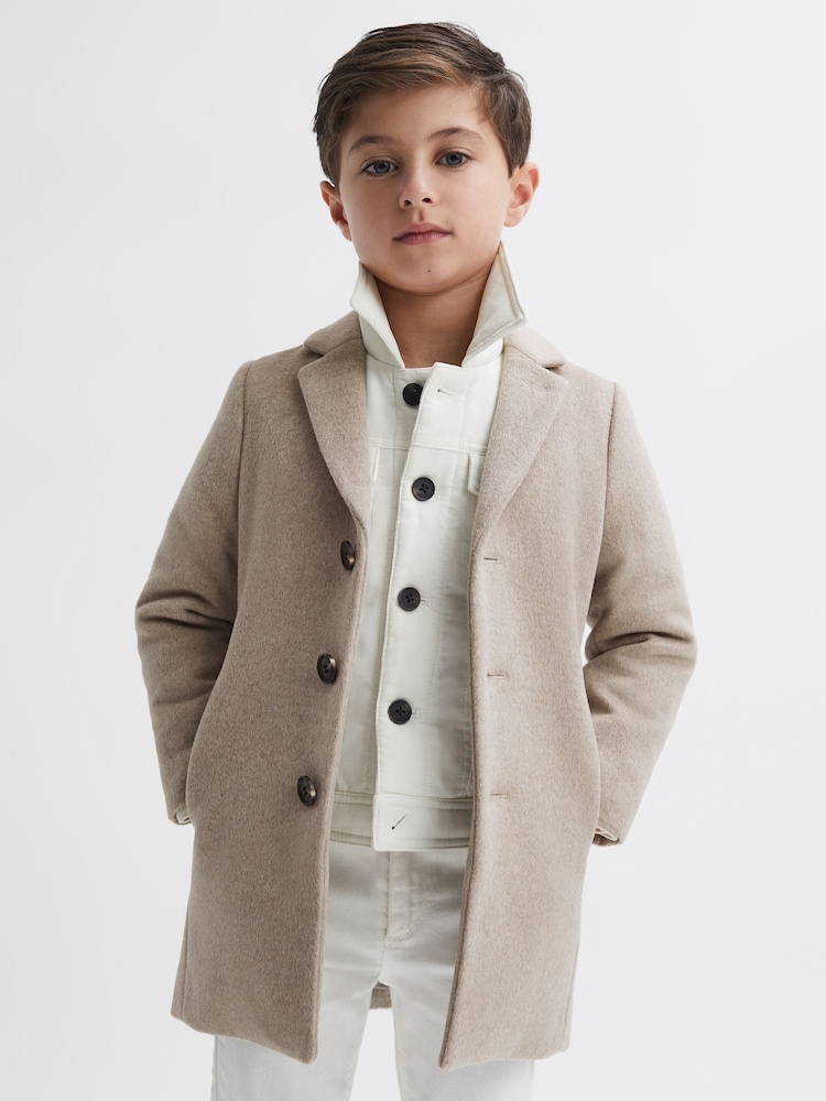 Reiss Stone Melange Gable 3-9 yrs Single Breasted Epsom Overcoat - Image 1 of 6 Reiss Stone Melange Gable 3-9 yrs Single Breasted Epsom Overcoat - Image 1 of 6