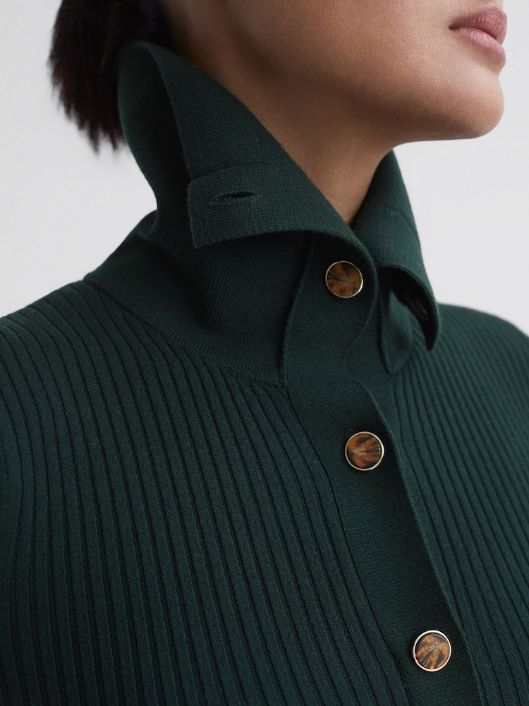 Reiss Maria Button Through Bodycon Midi Dress - Image 4 of 6