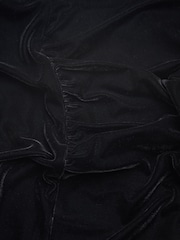 Reiss Black Leona Velvet Ruched Midi Skirt - Image 5 of 5