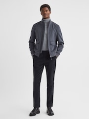 Reiss Navy Strike Slim Fit Brushed Cotton Trousers - Image 3 of 6
