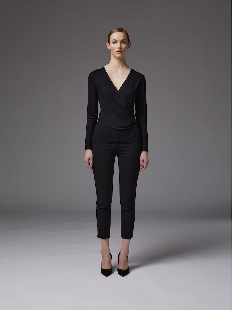LK Bennett Black Jersey Eames Wrap Top - Image 1 of 4