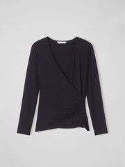 LK Bennett Black Jersey Eames Wrap Top - Image 4 of 4