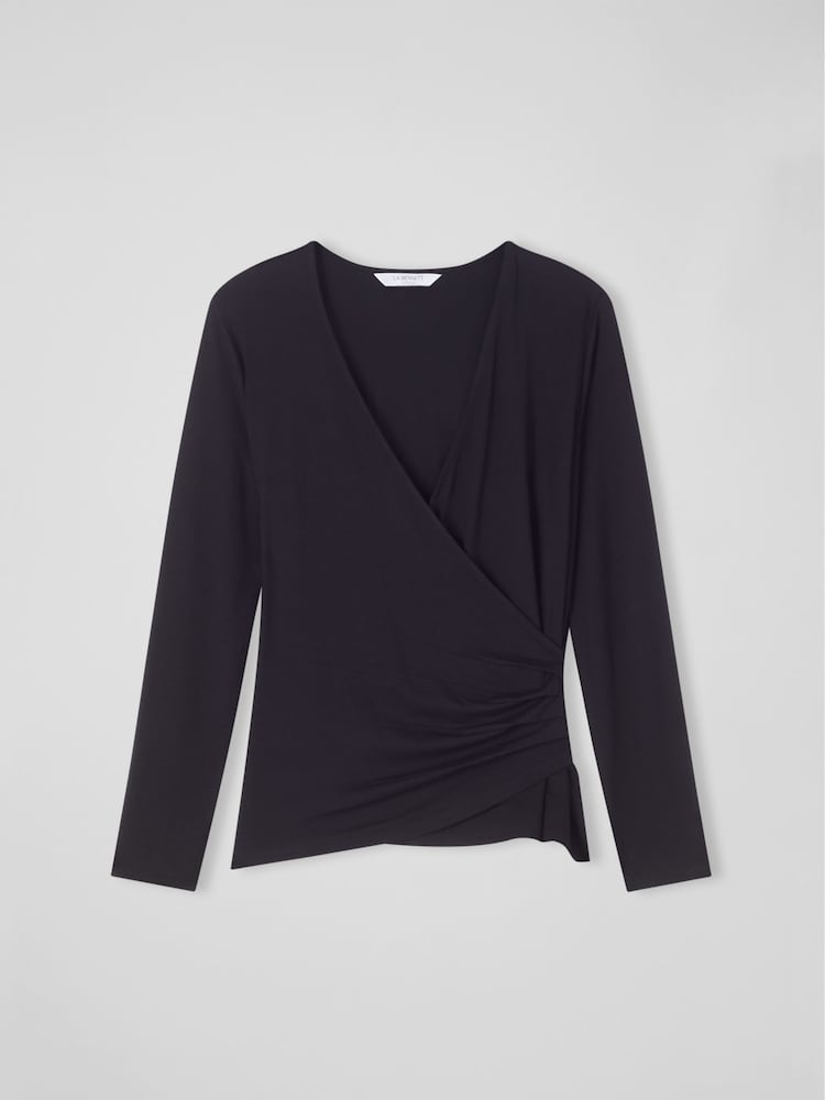 LK Bennett Black Jersey Eames Wrap Top - Image 4 of 4