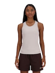 New Balance Grey Linear Heritage Rib Knit Racer Tank - Image 1 of 7