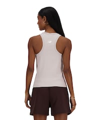 New Balance Grey Linear Heritage Rib Knit Racer Tank - Image 2 of 7