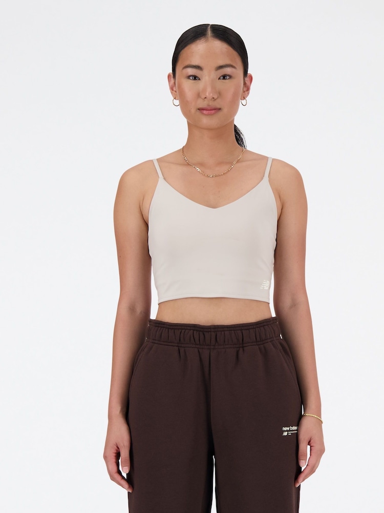 New Balance Grey Linear Heritage Soft Bra Top - Image 1 of 6