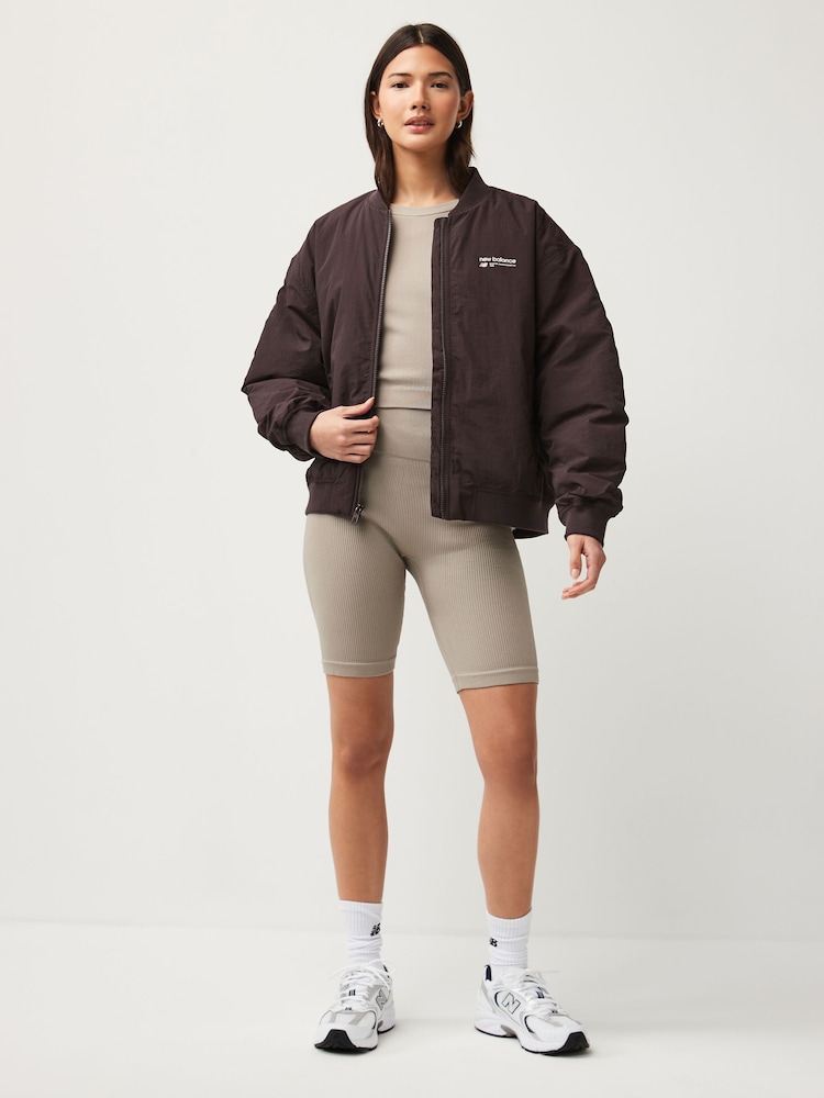 New Balance Black Linear Heritage Woven Bomber Jacket - Image 2 of 6 New Balance Black Linear Heritage Woven Bomber Jacket - Image 2 of 6
