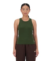 New Balance Green Linear Heritage Rib Knit Racer Tank - Image 1 of 7