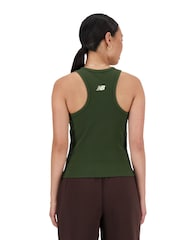 New Balance Green Linear Heritage Rib Knit Racer Tank - Image 2 of 7