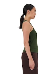 New Balance Green Linear Heritage Rib Knit Racer Tank - Image 5 of 7