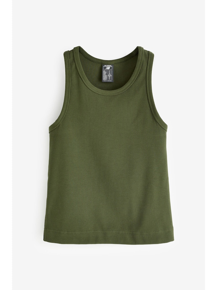 New Balance Green Linear Heritage Rib Knit Racer Tank - Image 7 of 7