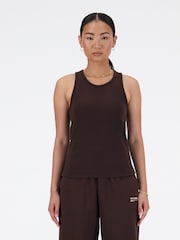 New Balance Brown Linear Heritage Rib Knit Racer Tank - Image 1 of 7