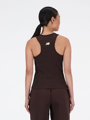 New Balance Brown Linear Heritage Rib Knit Racer Tank - Image 2 of 7
