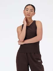 New Balance Brown Linear Heritage Rib Knit Racer Tank - Image 3 of 7