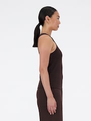 New Balance Brown Linear Heritage Rib Knit Racer Tank - Image 4 of 7
